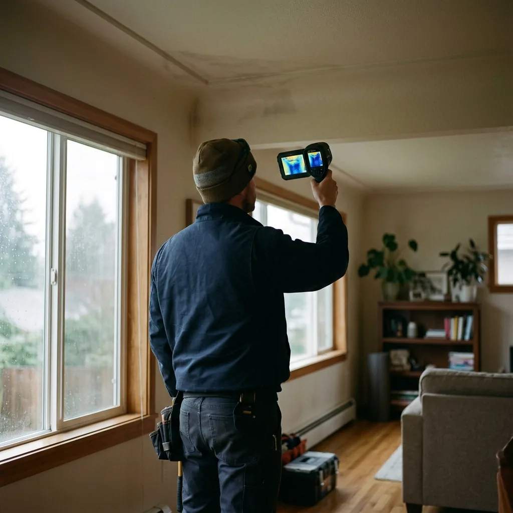 Ceiling Water Damage Repair equipment and process in Bothell