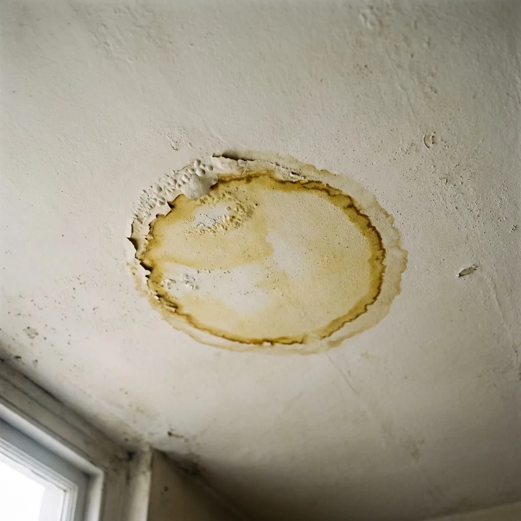 A ceiling water stain indicating hidden water damage in Bothell