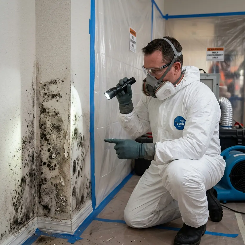 IICRC-certified technician performing mold remediation in Bothell